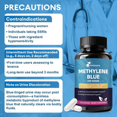 Methylene blue capsules with cacao and antioxidant blend