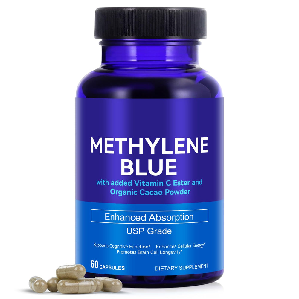 Front view of Methylene Blue Capsules bottle