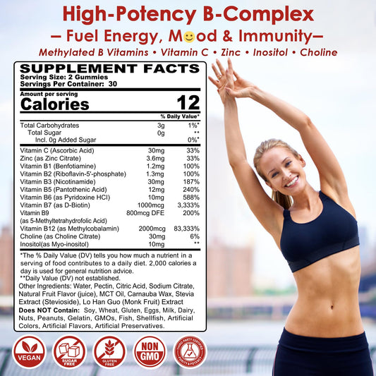 Methylfolate and methyl B12 B-Complex gummies