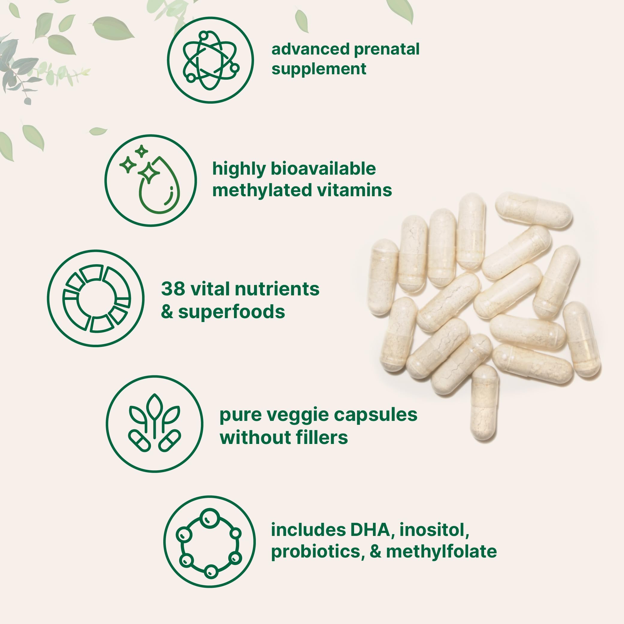 Methylfolate, choline, DHA and B vitamins in a prenatal formula
