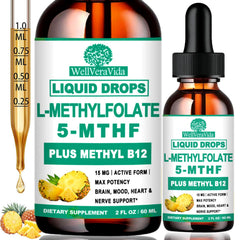 Front view of 2-pack Methylfolate Drops bottle
