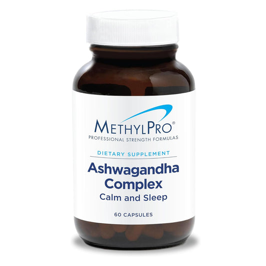 MethylPro Ashwagandha Complex bottle and capsules