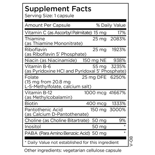 Close-up of L-methylfolate 15 mg on product label