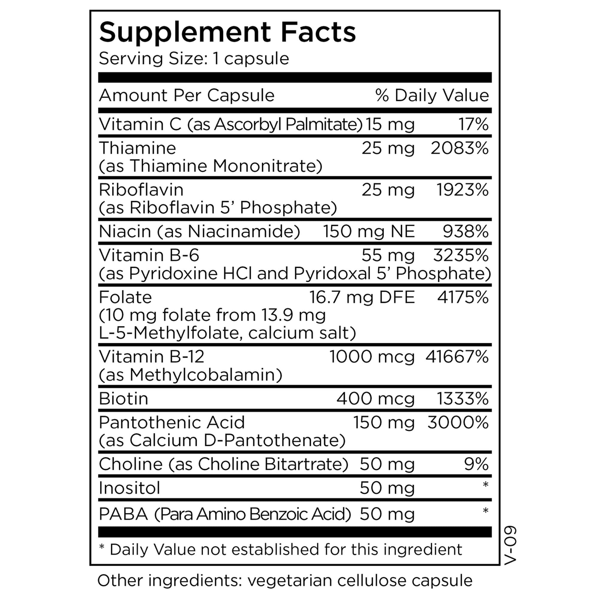 MethylPro B-Complex capsules close-up illustrating methylfolate and B vitamins.