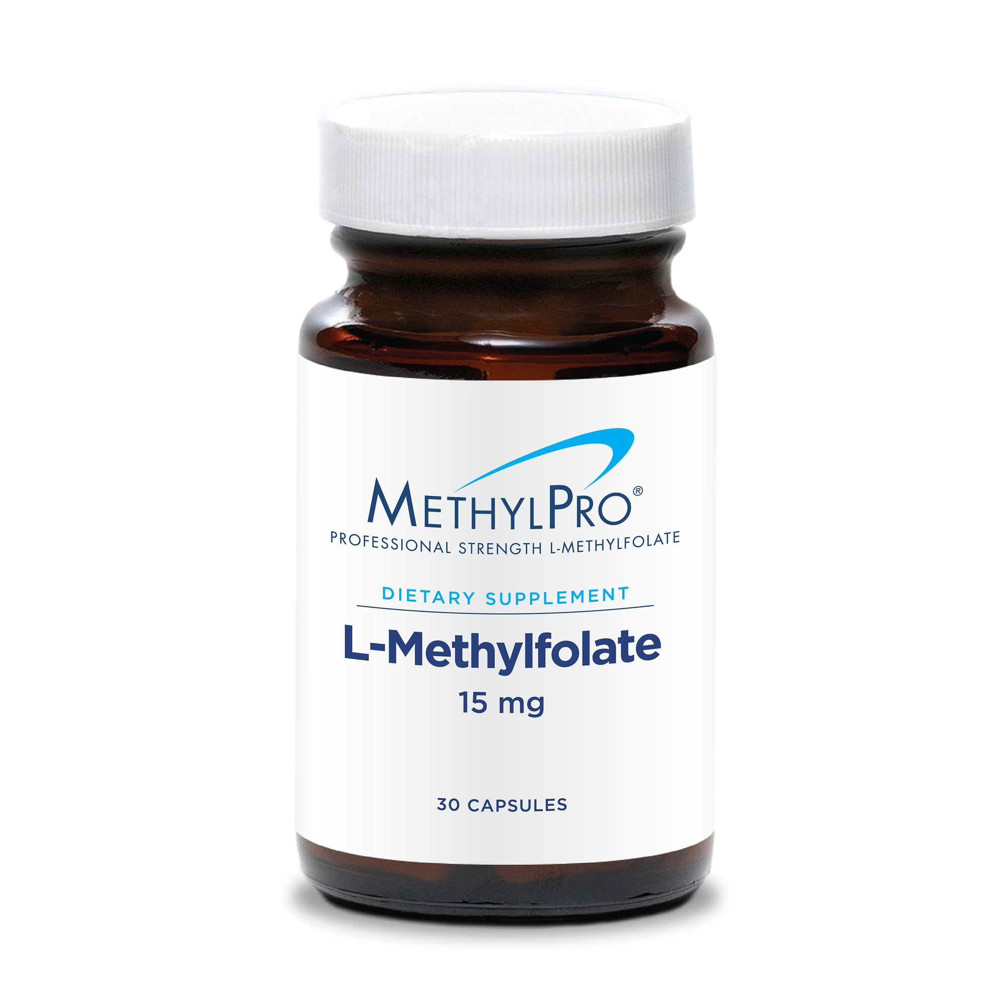 Front view of MethylPro L-Methylfolate 15 mg 30-capsule bottle