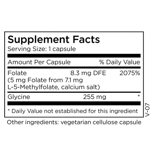 Front label of MethylPro L-Methylfolate 5 mg
