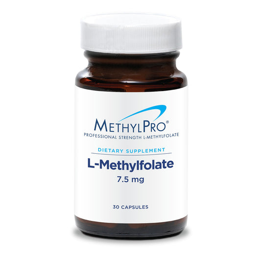 Front of bottle labeled MethylPro L-Methylfolate 7.5 mg
