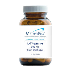 MethylPro L-Theanine 200mg bottle with 90 capsules