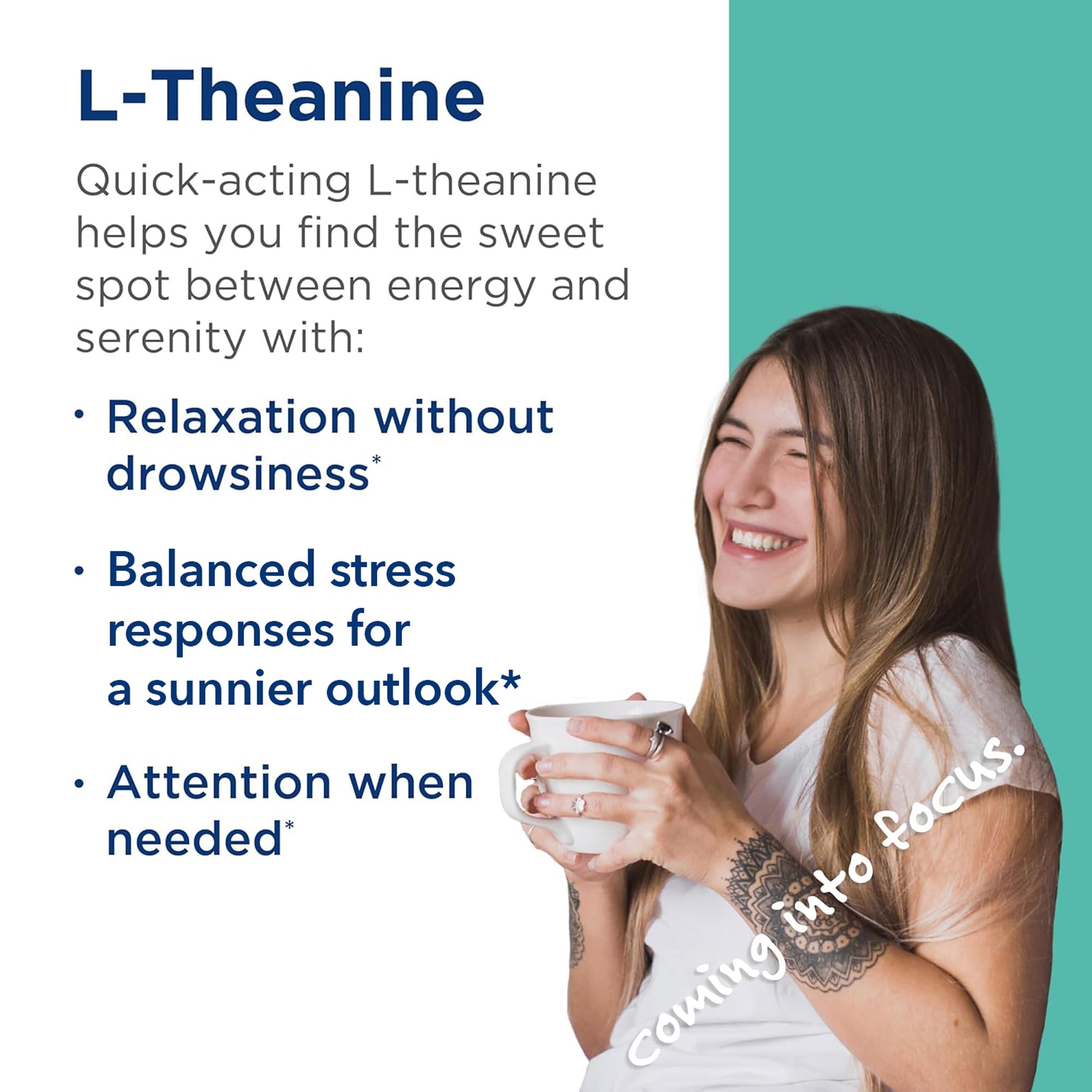Illustration showing L-Theanine and glycine for calm energy