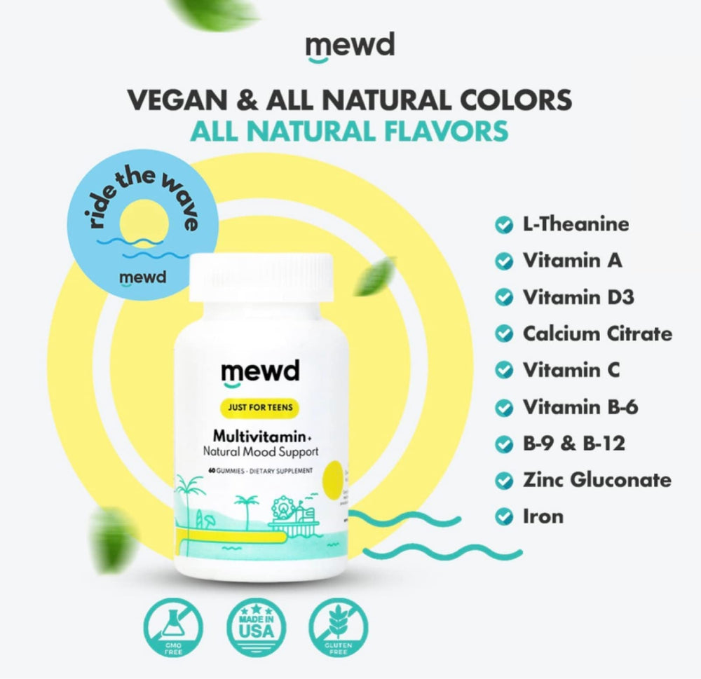 Mood support ingredients including B vitamins, Vitamin D, Vitamin C and L-Theanine