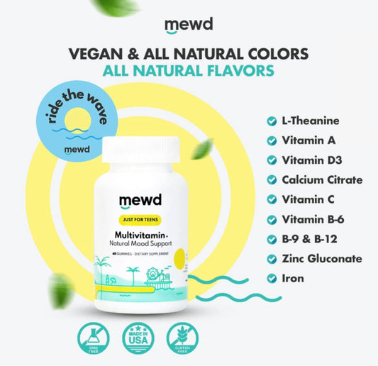 Mood support ingredients including B vitamins, Vitamin D, Vitamin C and L-Theanine