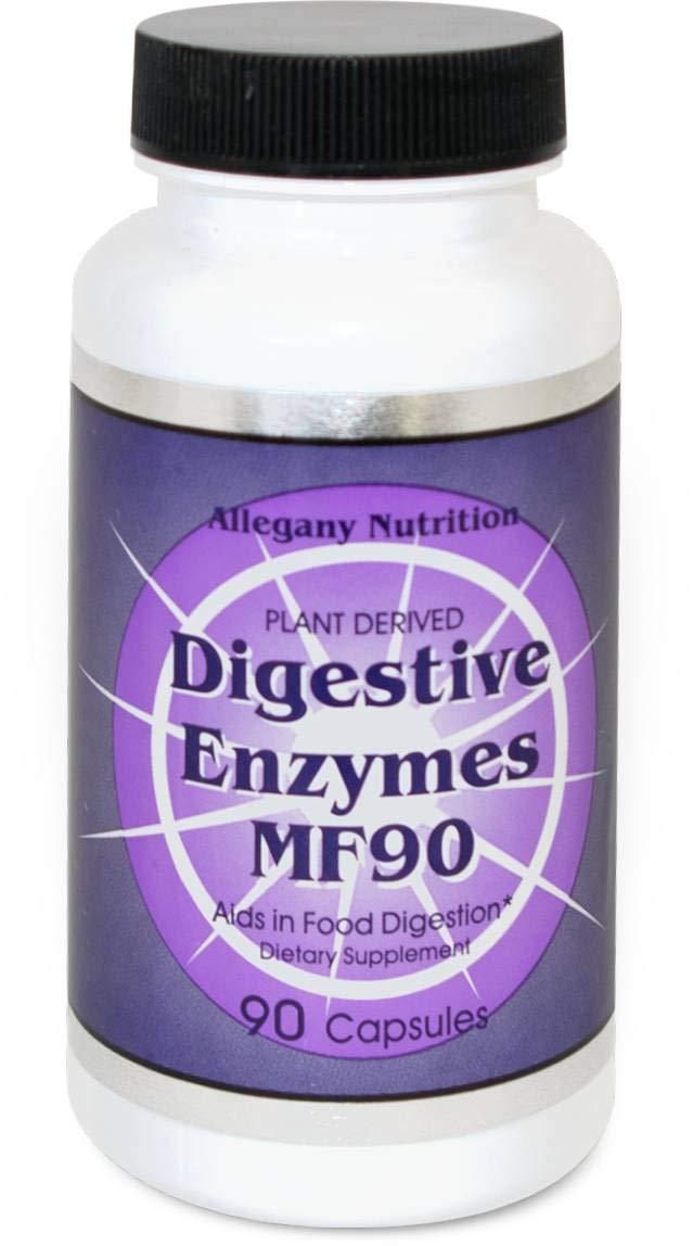 Front view of MF90 Digestive Enzymes bottle