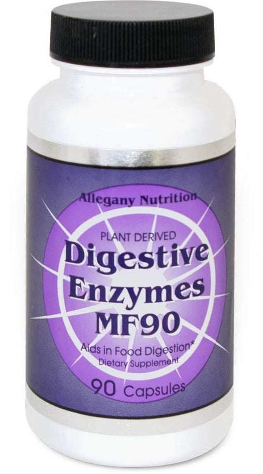 Front view of MF90 Digestive Enzymes bottle