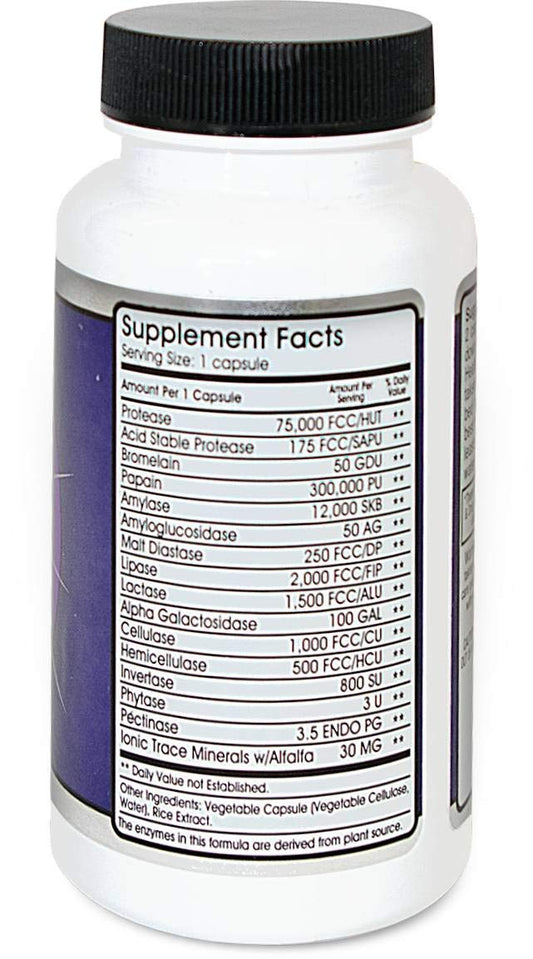 MF90 Digestive Enzymes capsules on white background