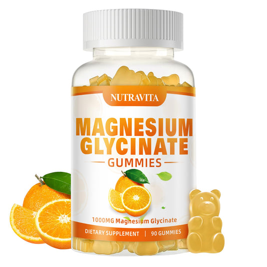 Front label of Magnesium Glycinate Gummies 1000mg orange flavor