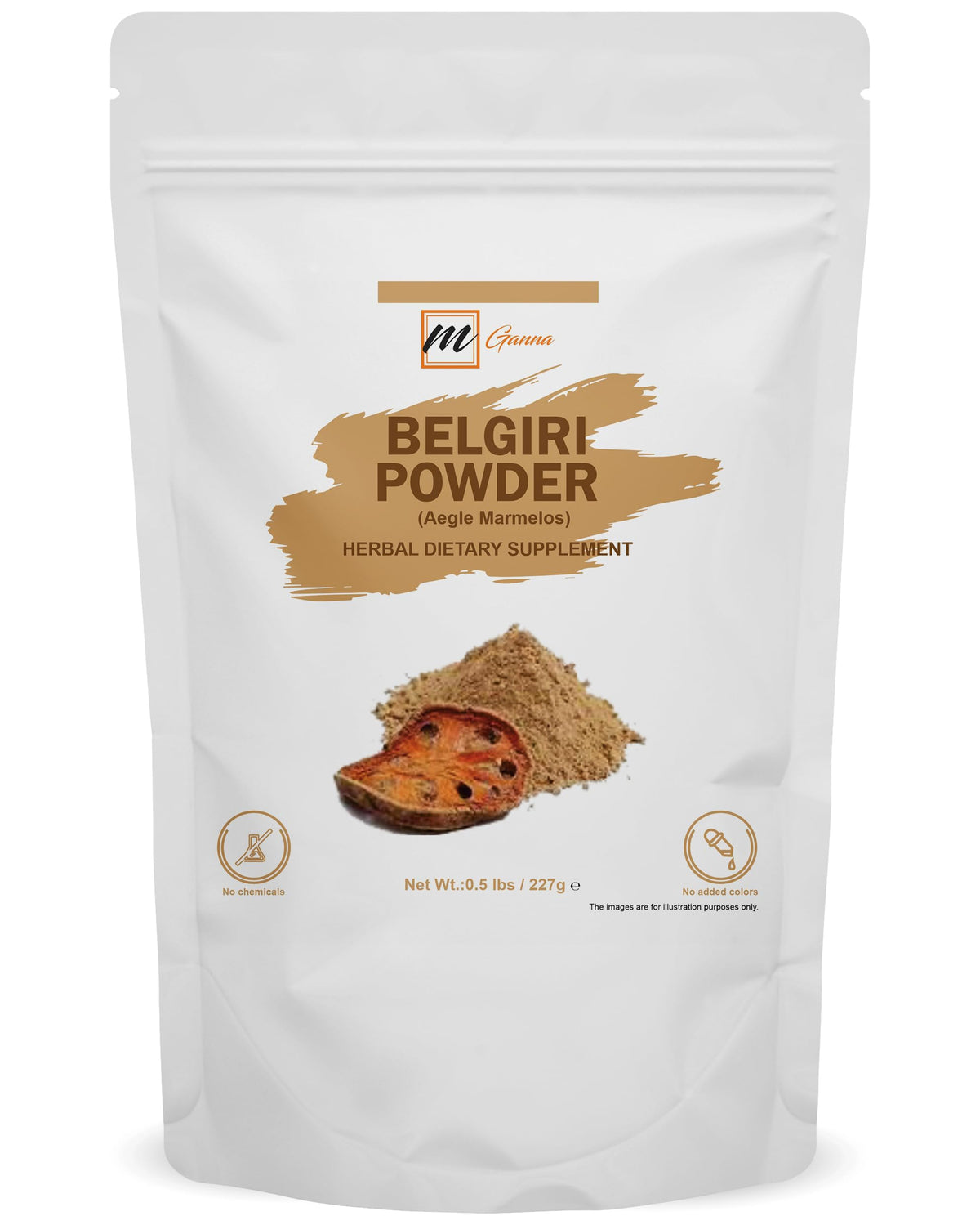 mGanna front packaging of Belgiri powder showing product label and weight