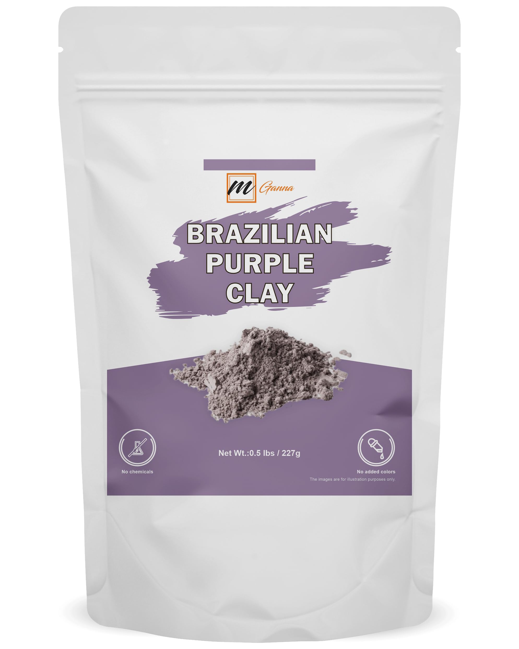 mGanna Brazilian Purple Clay packaging signaling natural skincare ingredients