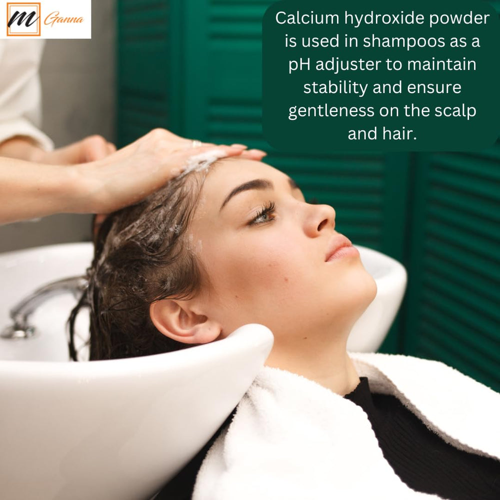 Calcium Hydroxide powder in bath products and hair dye formulations