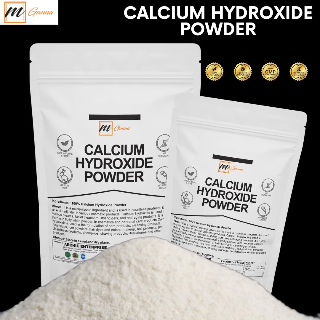 Natural Calcium Hydroxide powder product label and packaging