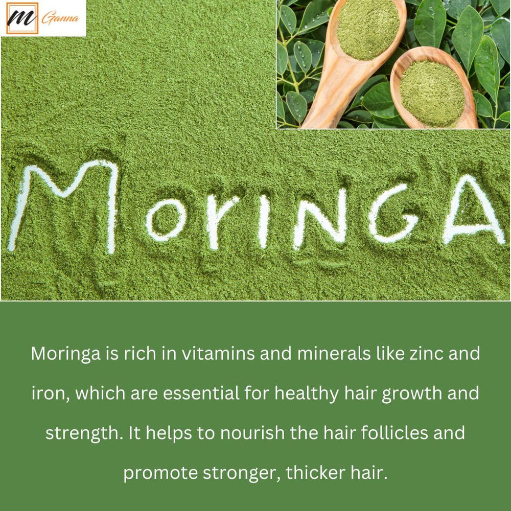 Moringa powder promoting healthy skin and hair