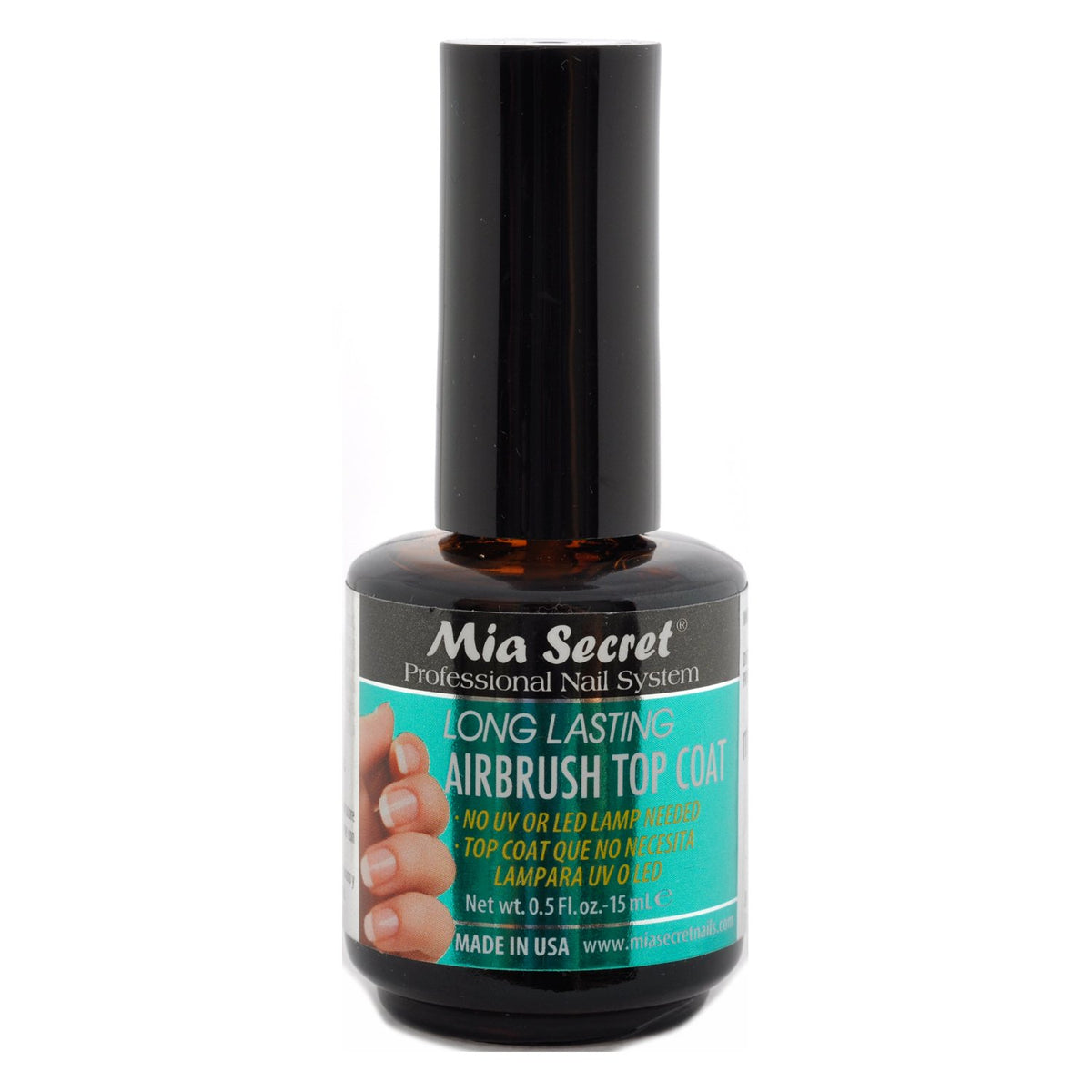 Mia Secret long lasting airbrush top coat bottle pour for a glossy, durable nail art finish