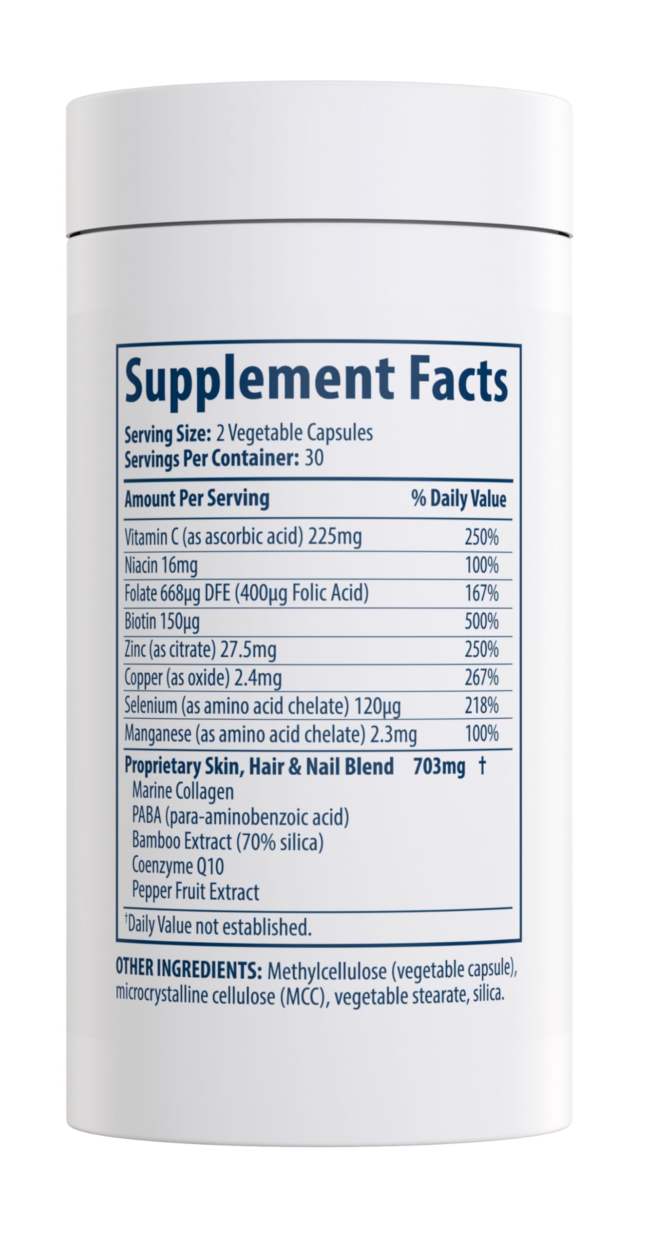 Collagen capsules with vitamin C supplement