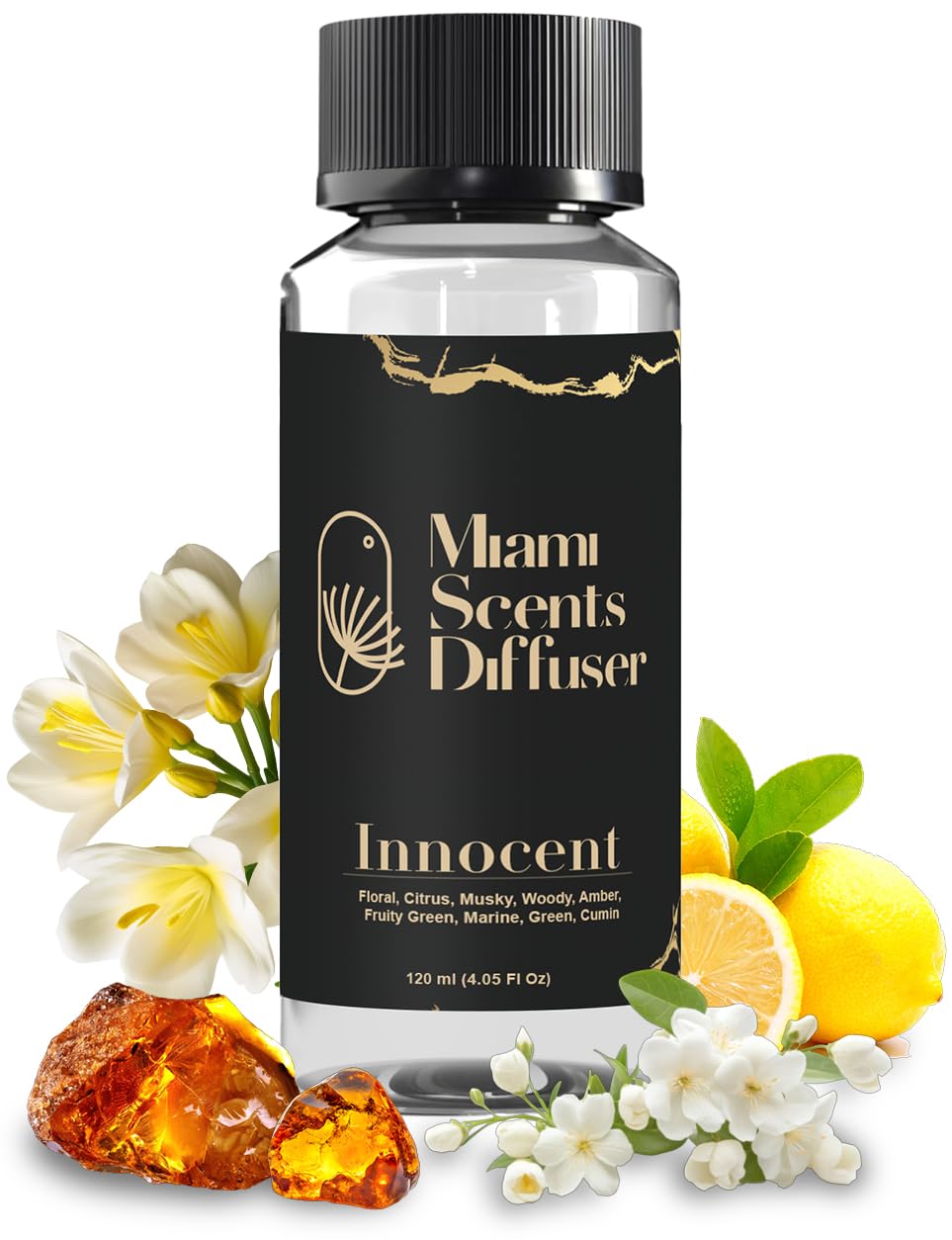 Miami Scents Diffuser Innocent Scent bottle close-up for premium aromatherapy at home