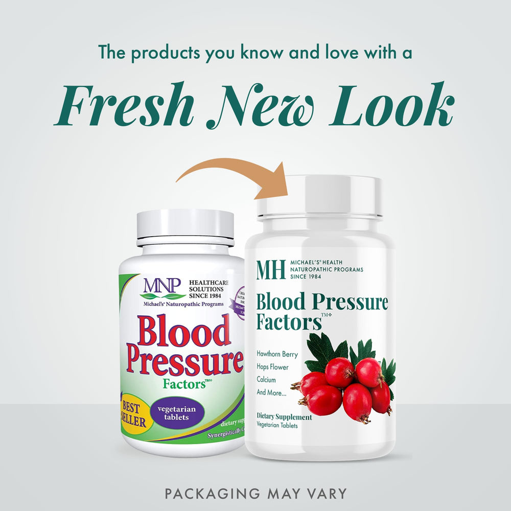 Michael's Blood Pressure Factors open bottle with dosage guide nearby illustrates easy daily routine.