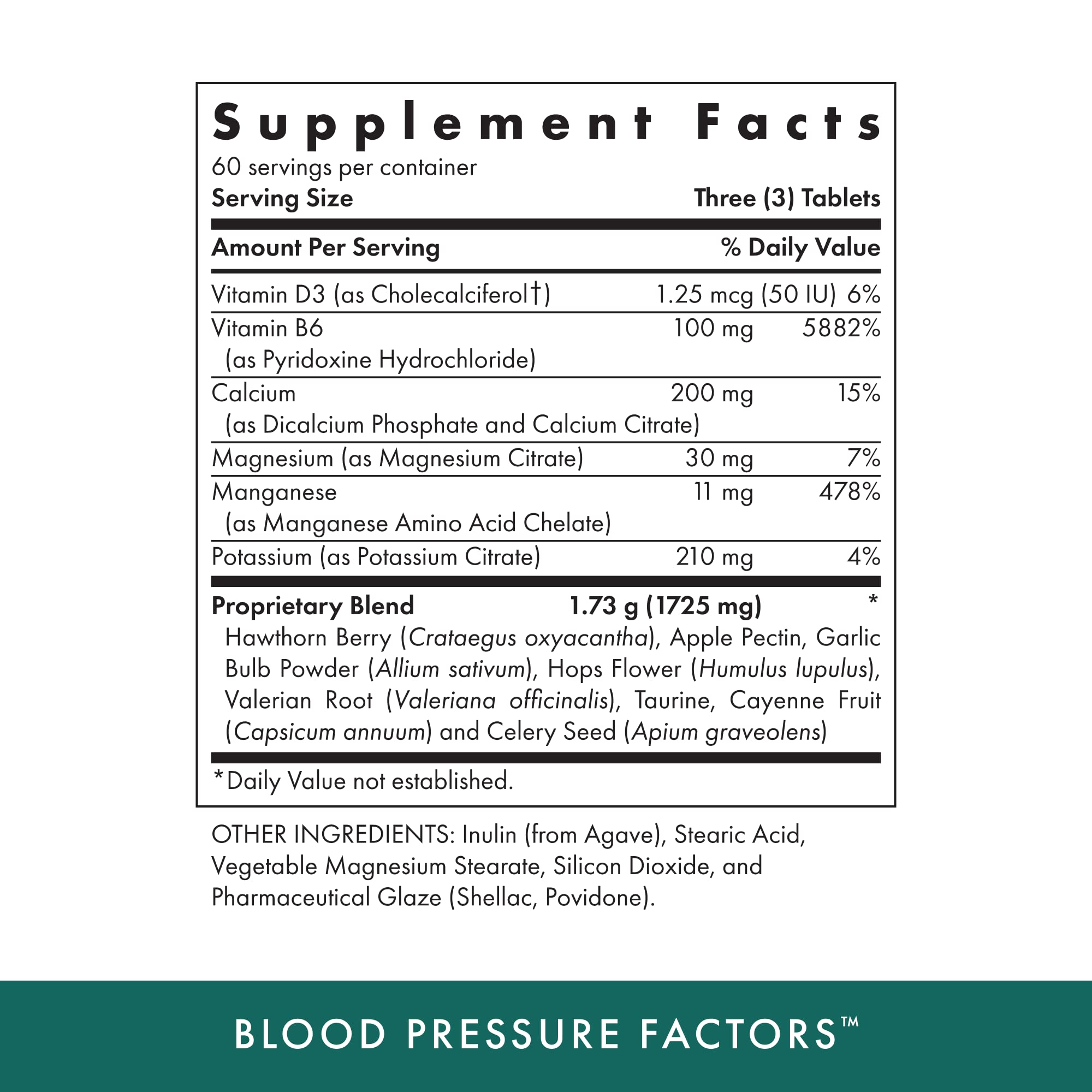 Michael's Blood Pressure Factors label close-up shows vegetarian, kosher formulation for plant-based nutrition.