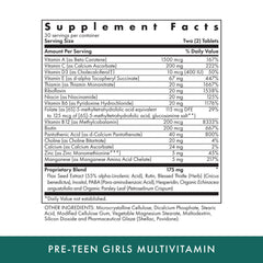 Close-up of bottle label for MICHAEL'S Health Naturopathic Programs Pre-Teen Girls daily multivitamin