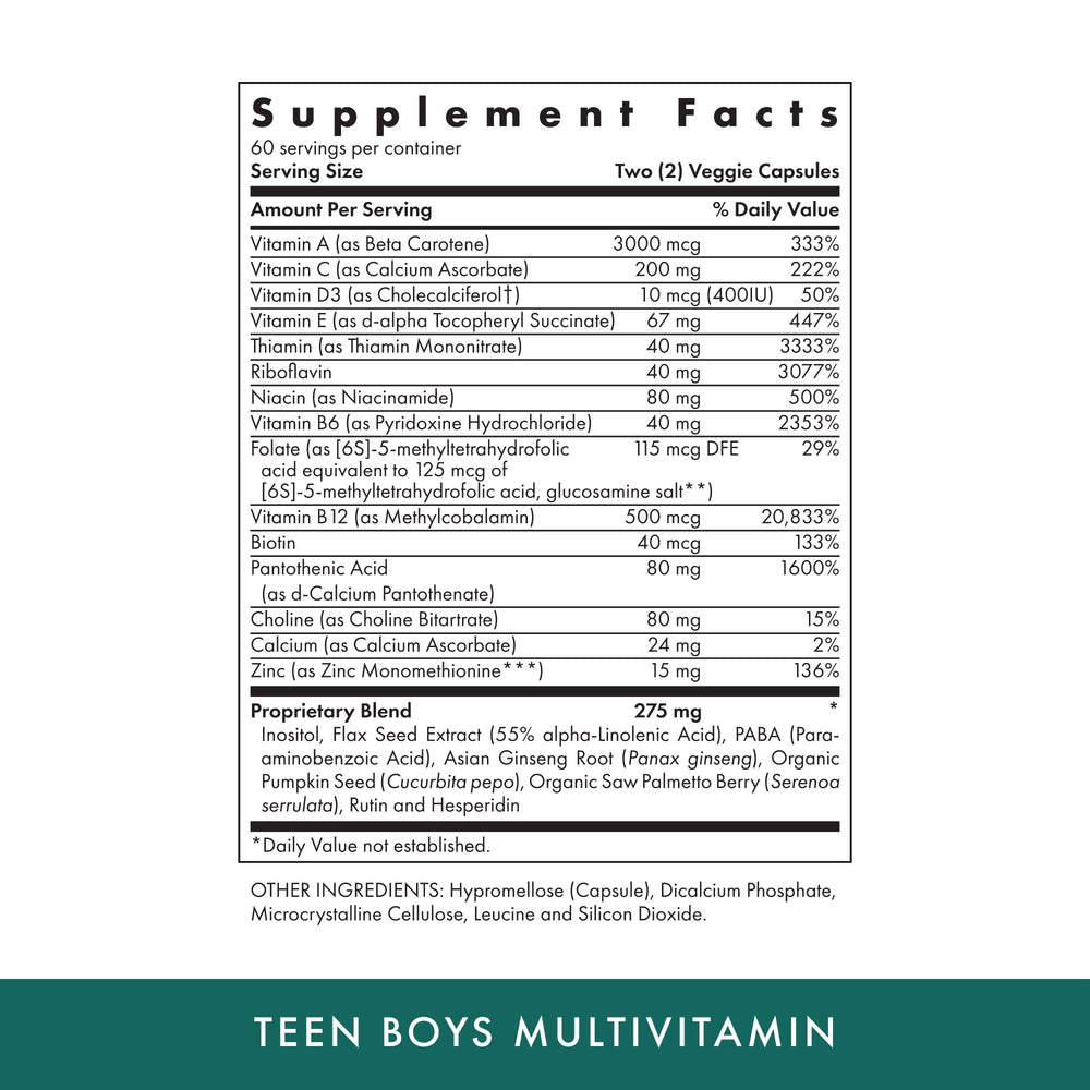 Close-up of vegetarian capsules for teen boys Daily Multivitamin