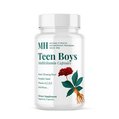 Front view of Michael's Health Teen Boys multivitamin bottle with 60 vegetarian capsules