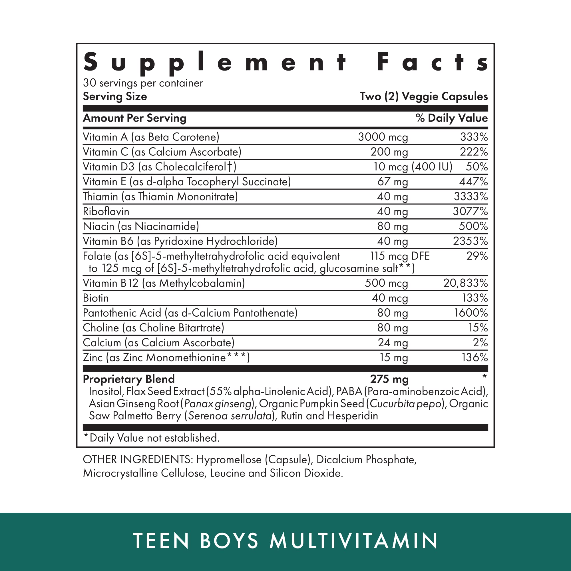 Close-up of vitamin capsules from Michael's Health Teen Boys supplement