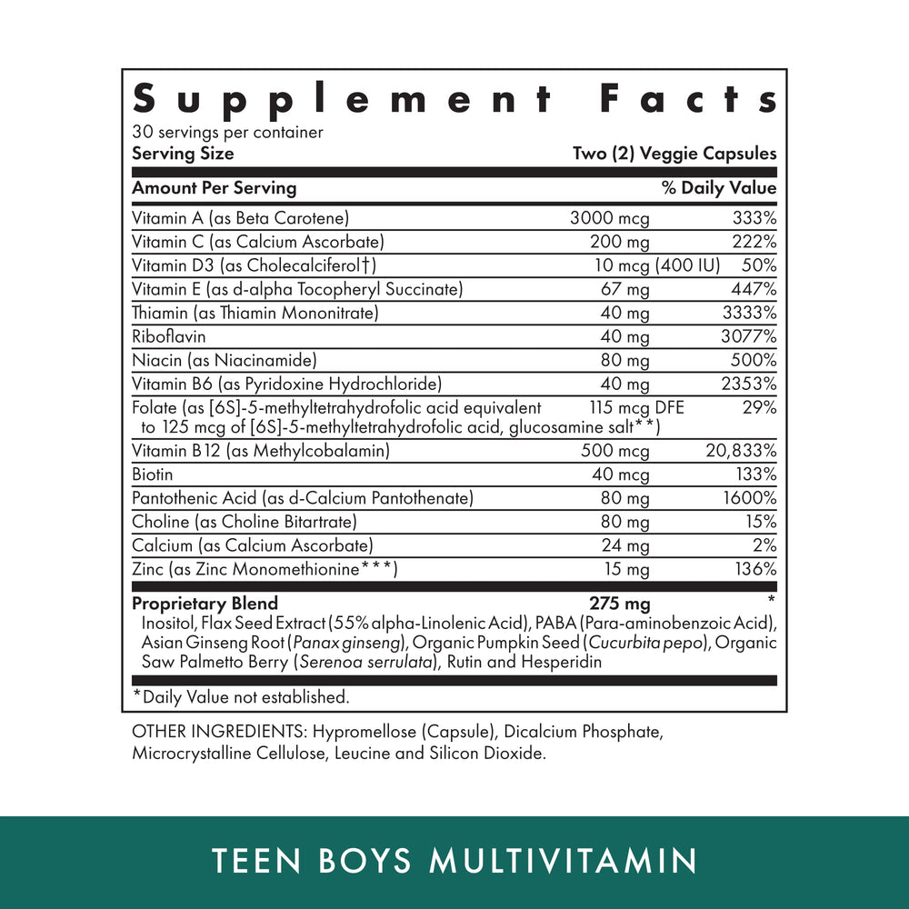 Close-up of vitamin capsules from Michael's Health Teen Boys supplement