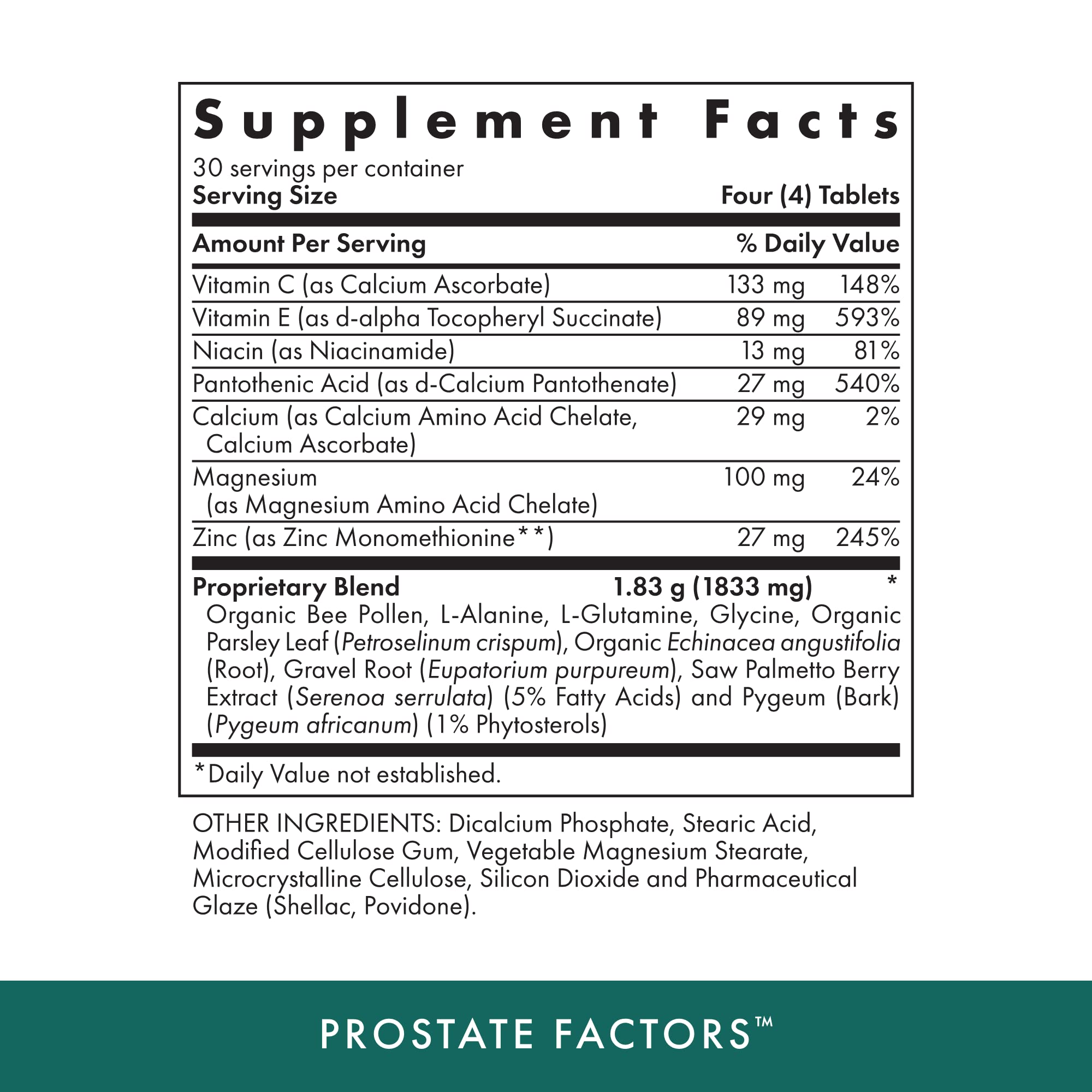 Bottle of Michael's Prostate Factors with cap off showing tablets