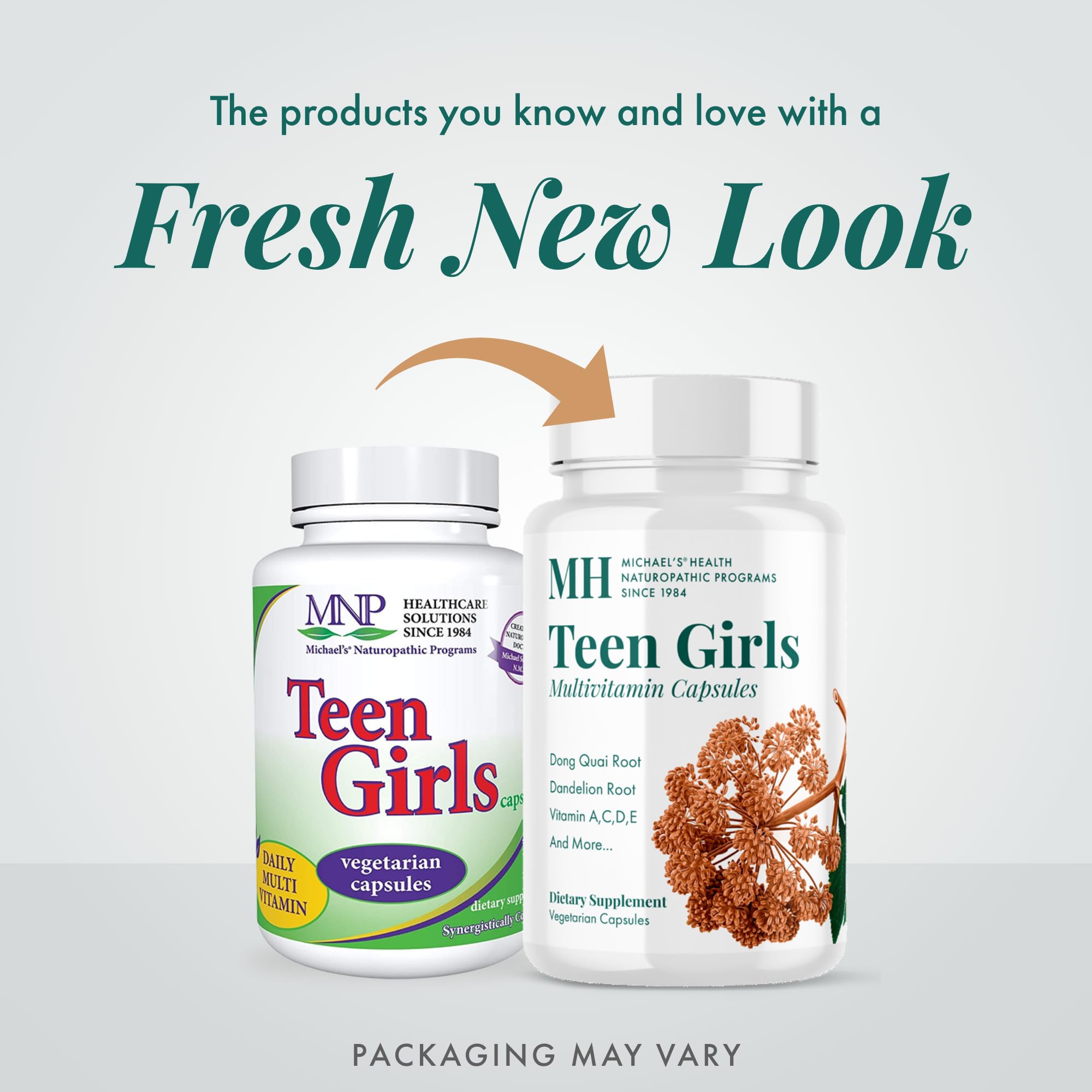 Supplement facts and ingredients list for the teen girls multivitamin