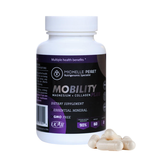 Michelle Peiret Mobility bottle and packaging on white background