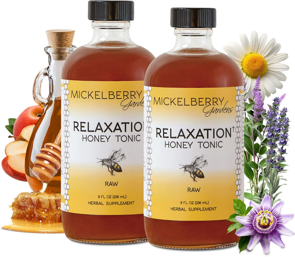 Mickelberry Gardens Relaxation Honey Tonic bottle and packaging