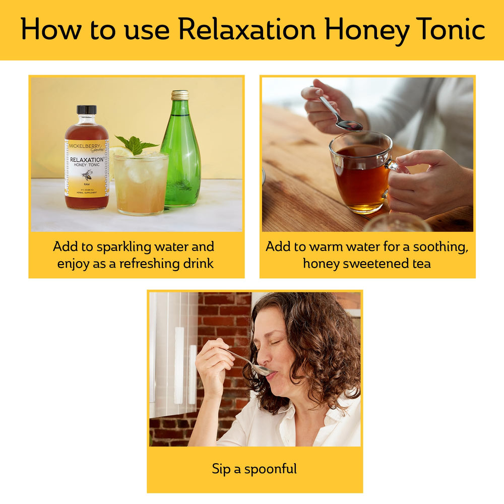 Relaxation Honey Tonic with chamomile and lavender ingredients