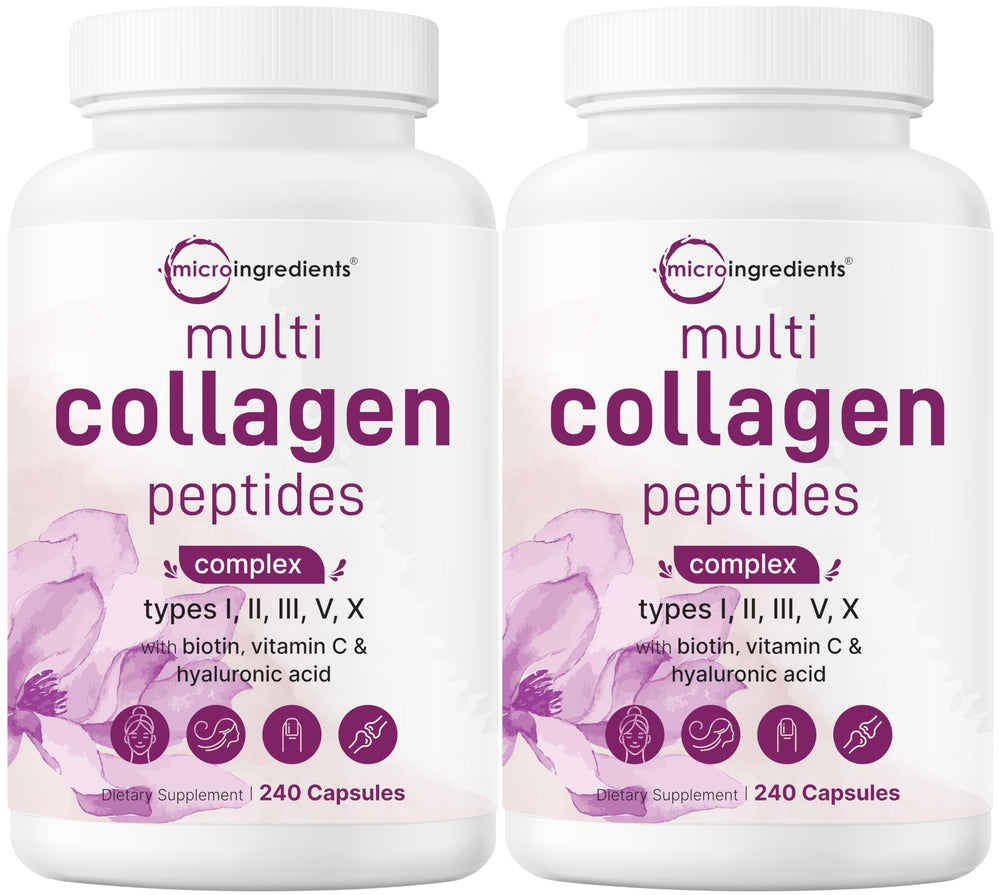 Product image showing Micro Ingredients 2-pack multi collagen pills with collagen types I–X
