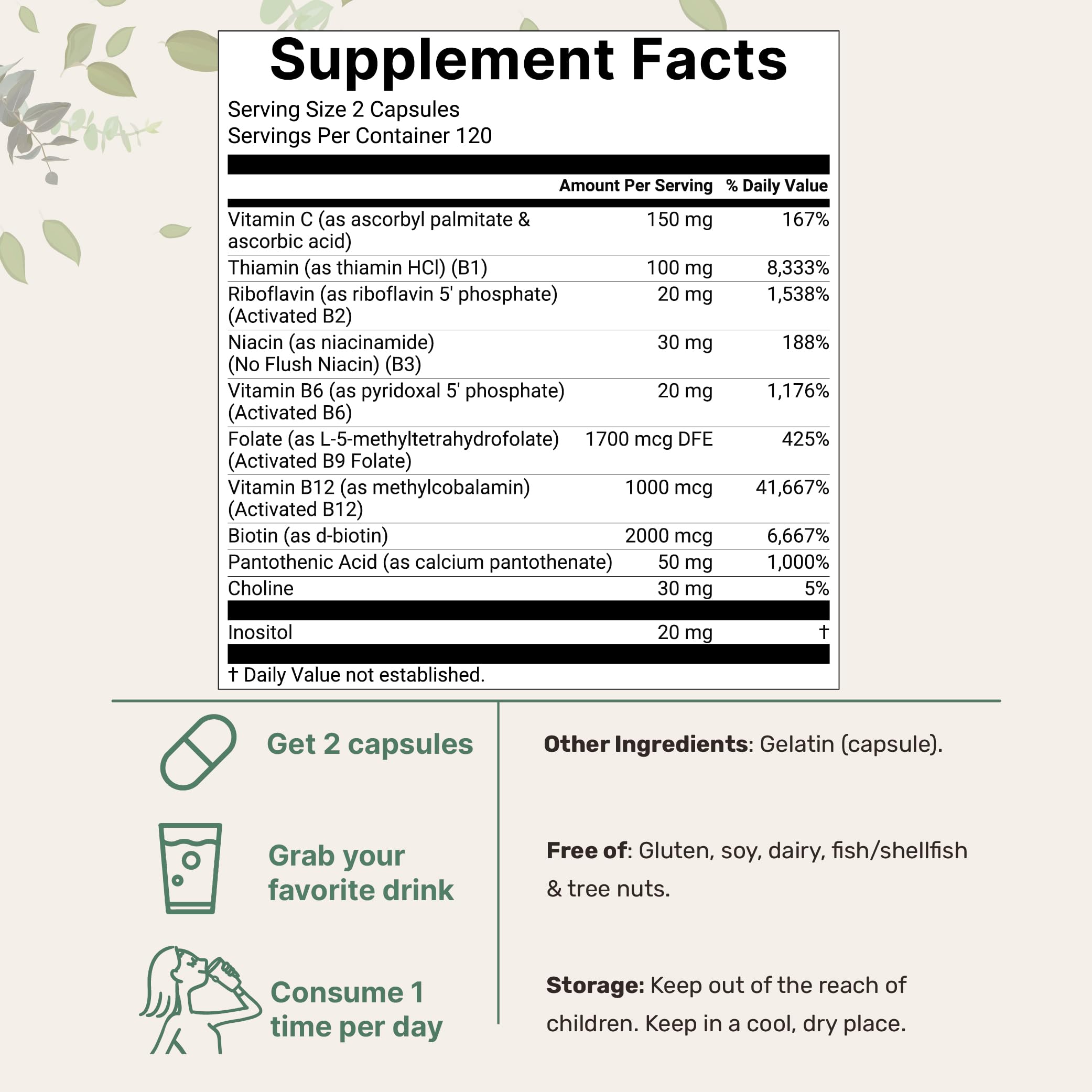 Close-up of Micro Ingredients methylated B complex label