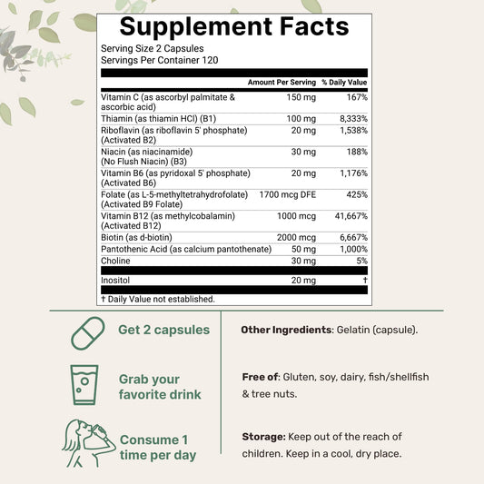 Close-up of Micro Ingredients methylated B complex label