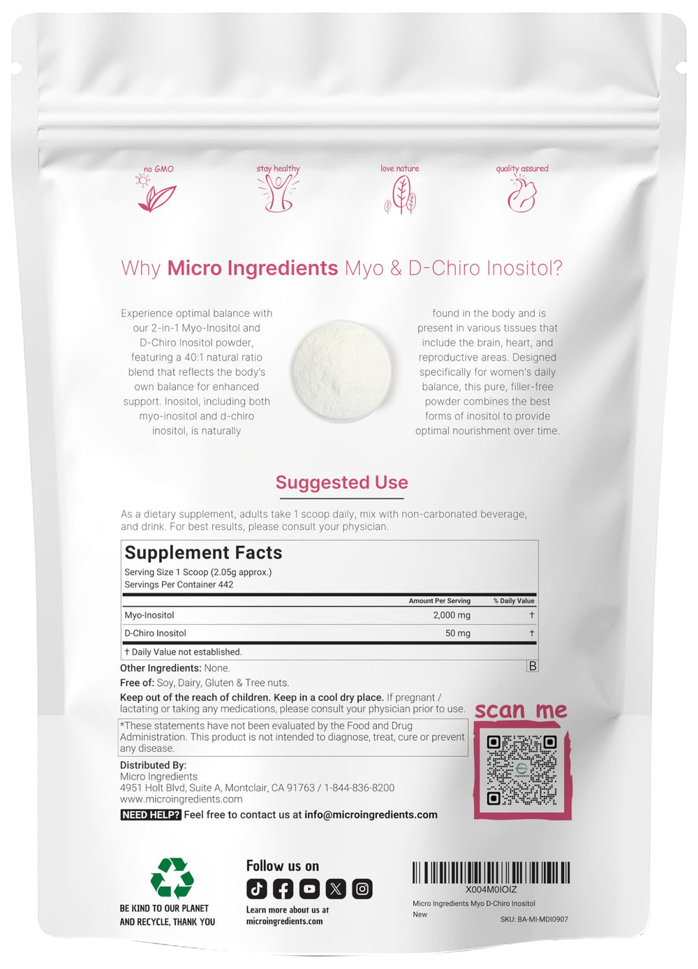 Micro Ingredients 40:1 ratio label highlights precise formulation for women's health.