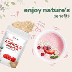 Micro Ingredients Acerola powder vegan-friendly icon highlights plant-based vitamin C.