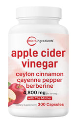 Bottle of Micro Ingredients Apple Cider Vinegar capsules showing 4,800mg per serving