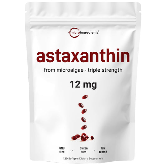 Product image: Micro Ingredients Astaxanthin 12mg softgels bottle front