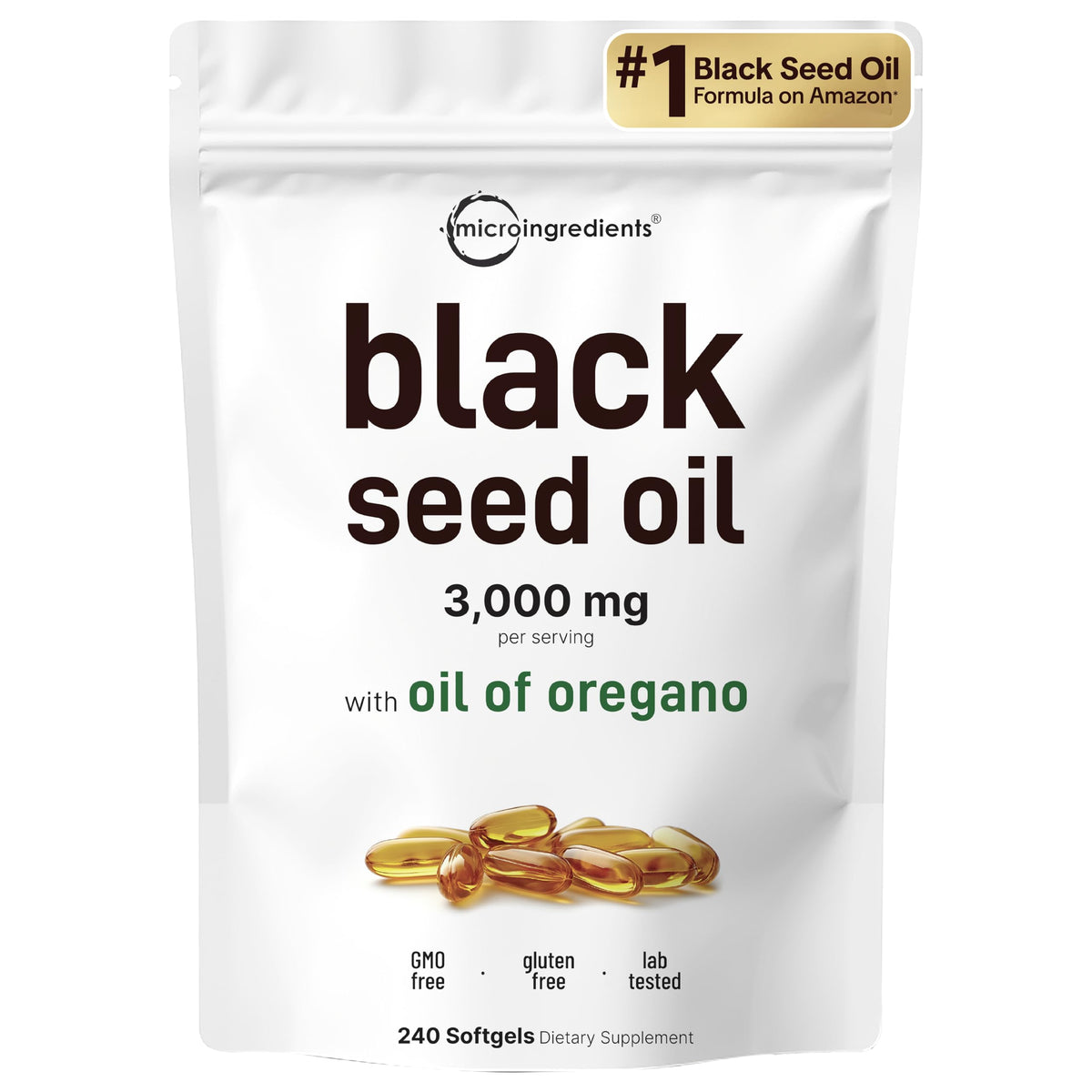 Hero image of Micro Ingredients Black Seed Oil Softgels bottle with 240-count
