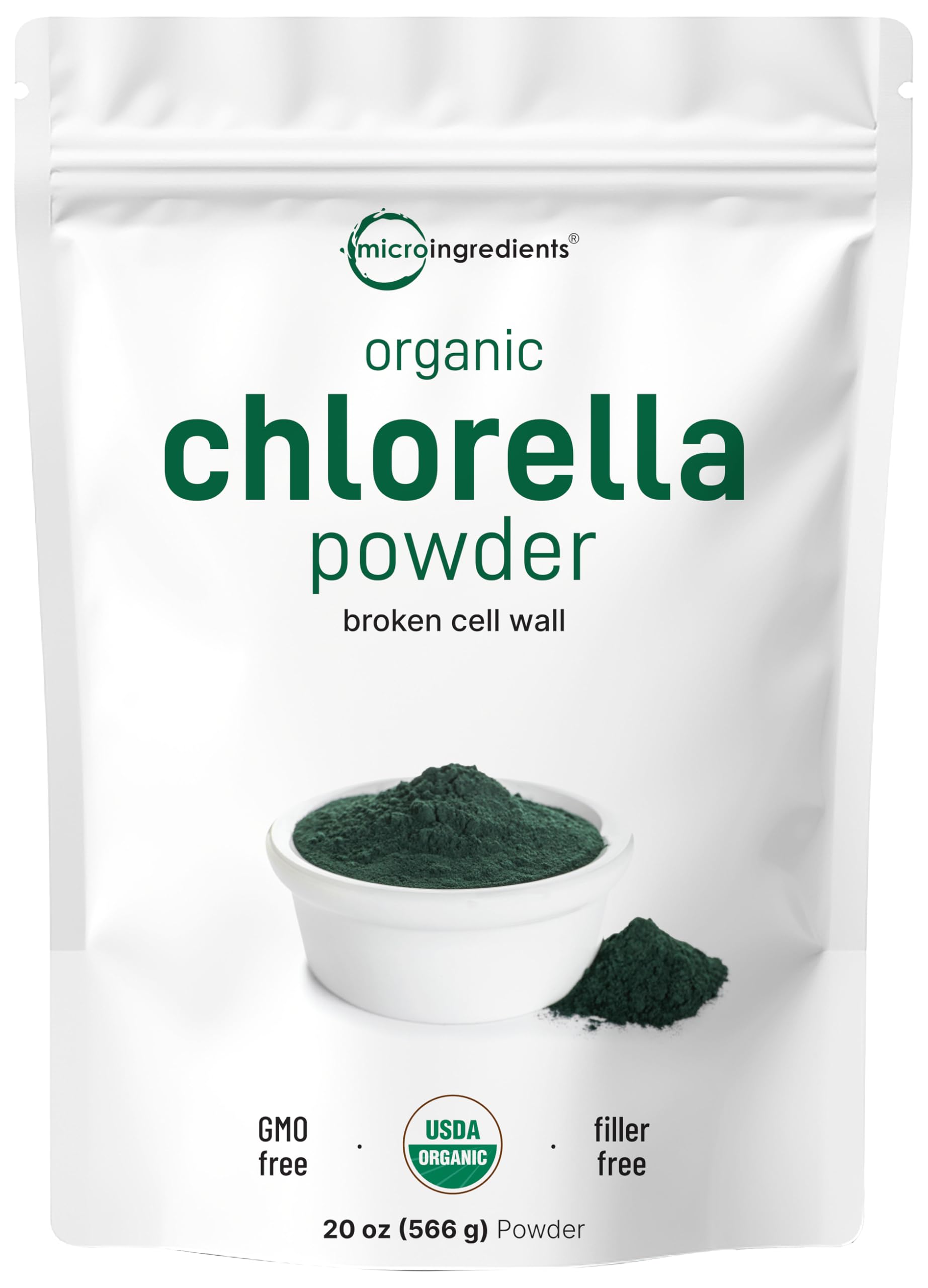 Product image: Micro Ingredients Organic Chlorella Powder 20 oz broken cell wall pouch