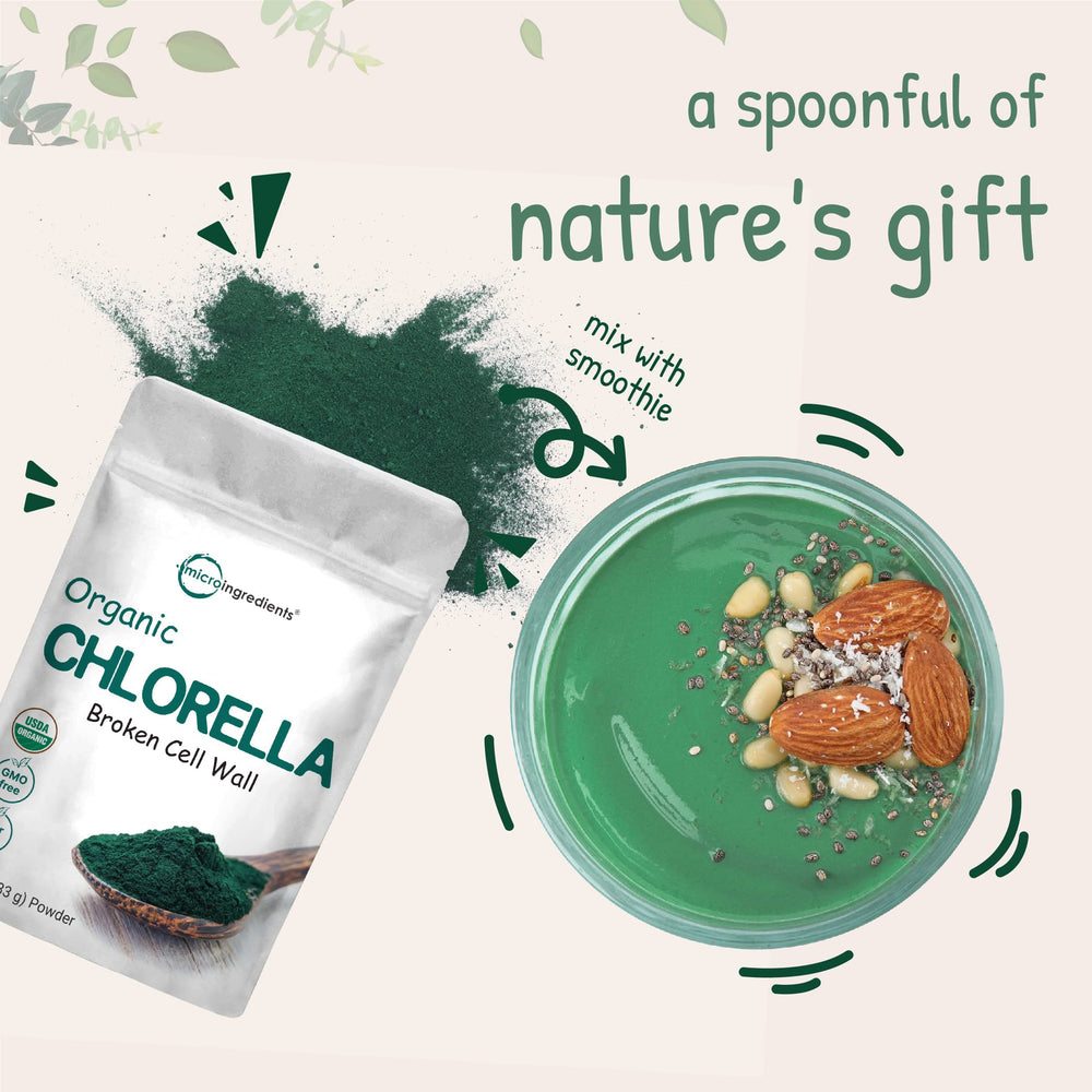 Bulk 10 oz chlorella powder with broken cell wall for max nutrition
