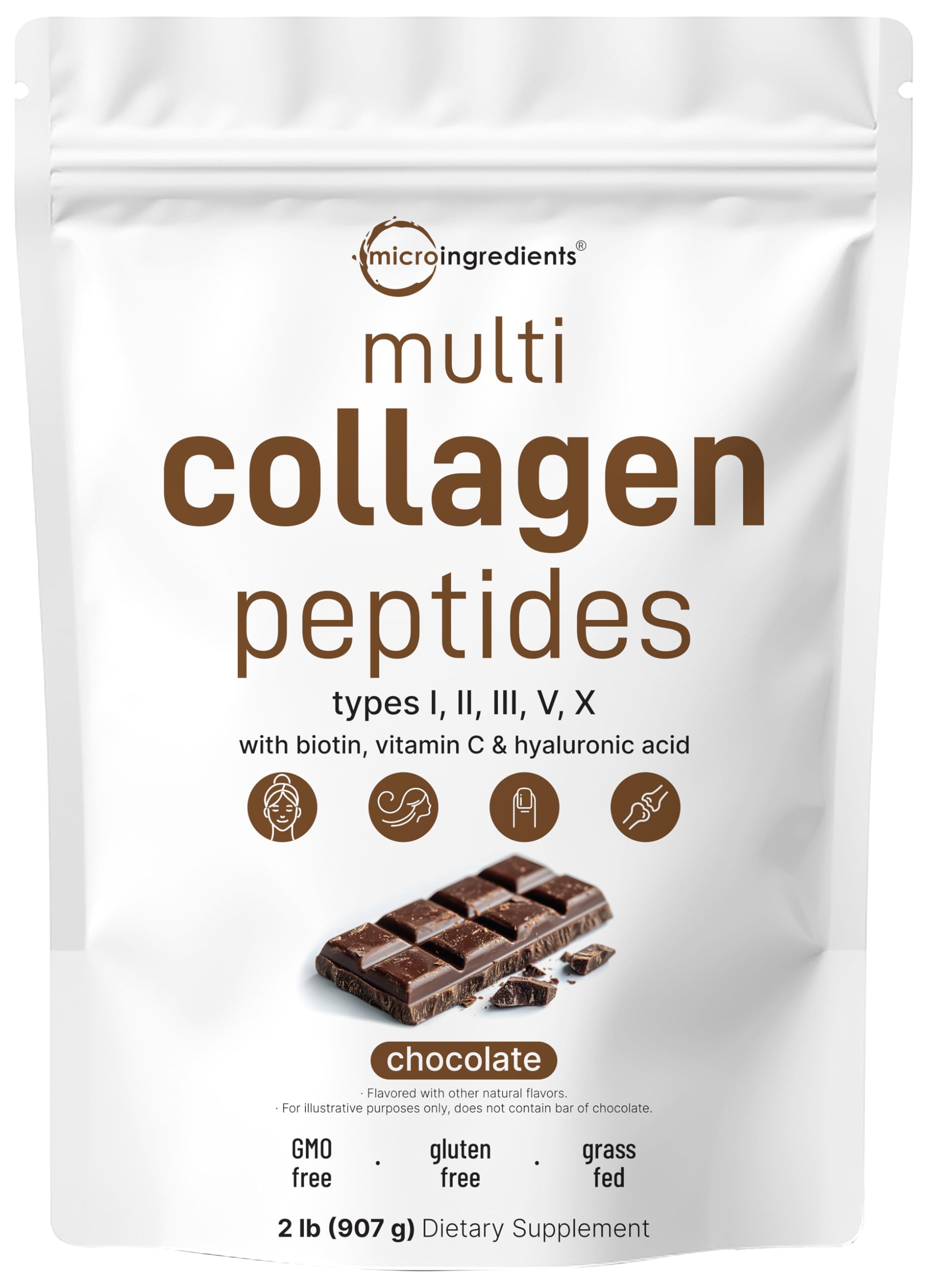 Chocolate collagen peptides powder 2 lb bottle